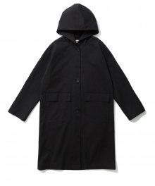 long hoodie coat black