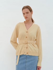 BELTED COTTON CARDIGAN (YELLOW)