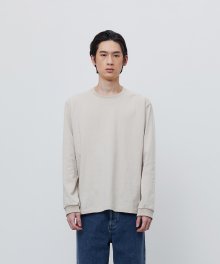 FINEST COTTON LONG SLEEVE TEE-BEIGE