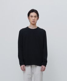 FINEST COTTON LONG SLEEVE TEE-BLACK