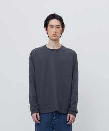 FINEST COTTON LONG SLEEVE TEE-CHARCOAL