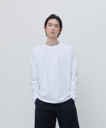 FINEST COTTON LONG SLEEVE TEE-WHITE