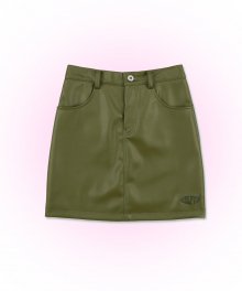 Faux Leather Mini Skirt [AVOCADO]