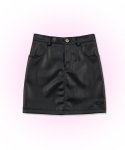 스컬프터(SCULPTOR) Faux Leather Mini Skirt [BLACK]