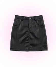 Faux Leather Mini Skirt [BLACK]
