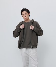 FINEST COTTON ZIP UP HOODIE-OLIVE