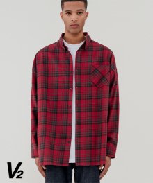 Overfit one check shirt_red
