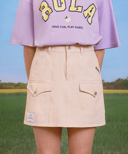 로라로라() (SK-20146) CARGO DENIM SKIRT IVORY 상품 이미지