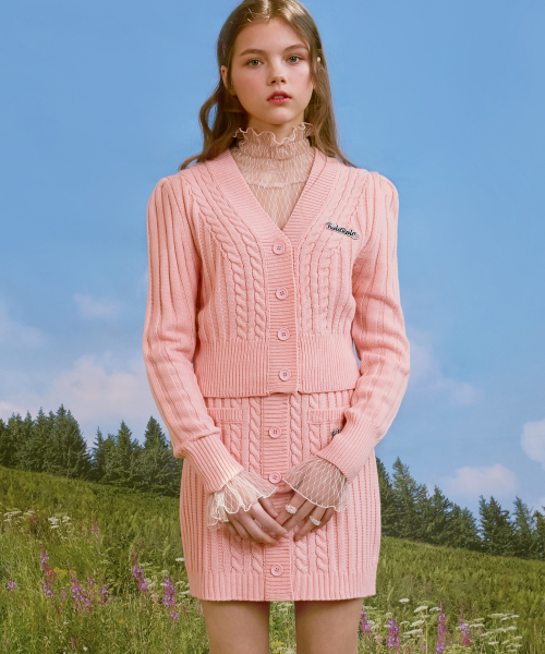 로라로라(ROLAROLA) (CD-20132) PUFF-SLEEVE CROP CARDIGAN PINK - 사이즈 & 후기 | 무신사