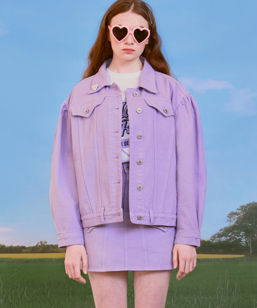 로라로라(ROLAROLA) (JK-20102) PUFF-SLEEVE TRUCKER JACKET LAVENDER - 사이즈 & 후기 | 무신사