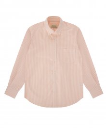 Stripe Oxford cotton Button Down Collar shirt (Orange)