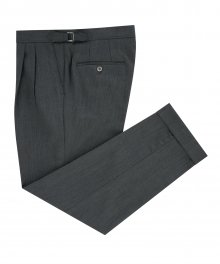 Wool fabric two tuck adjust pants (grey)