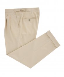 Wool fabric two tuck adjust pants (Light Beige)