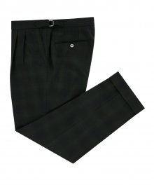 Limited tartan check two tuck adjust pants (Green_japan fabric)
