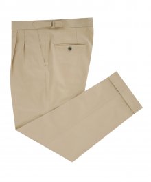 Gaberdine cotton fabric two tuck adjust pants (Beige_Germany fabric)