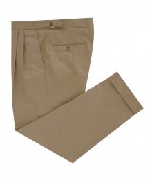 Gaberdine cotton fabric two tuck adjust pants (Khaki_Germany fabric)