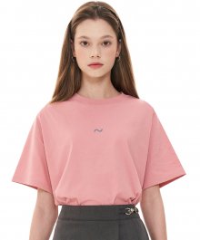(CTC1) 웨이브 아이콘 자수 티셔츠 핑크
