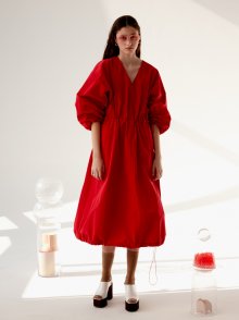 퍼프슬리브 스트링 드레스 PUFF SLEEVE STRING DRESS - RED