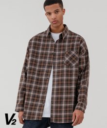 Overfit much line check shirt_brown