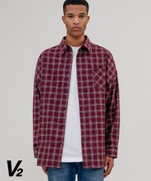 Overfit stick out check shirt_red