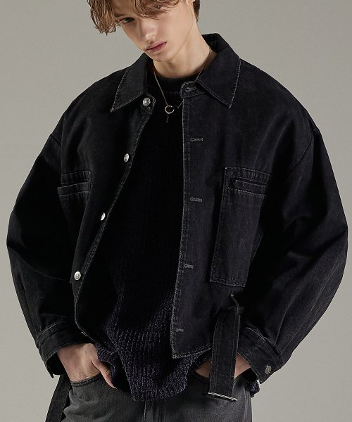 메종미네드(Maison Mined) Black Washed Denim Trucker - 218,000 | 무신사 스토어