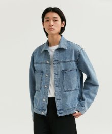 TWO POCKET DENIM JACKET MEN [INDIGO BLUE]