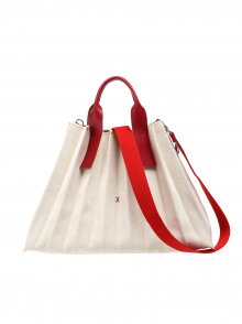 Lucky Pleats Canvas L Ivory_Lucky Red