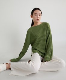 20S WHOLE GARMENT RIBBED ROUND KNIT (GREEN)