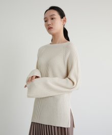 20S WHOLE GARMENT RIBBED ROUND KNIT (CREAM)