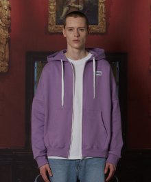 [unisex] label hood zip-up (purple)