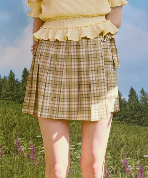로라로라() (SK-20145) CHECK PLEAT WRAP SKIRT GREEN 상품 이미지