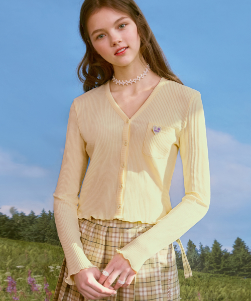로라로라(rolarola) (TS-20316) LONG SLEEVE CROP BOTTON T-SHIRT YELLOW