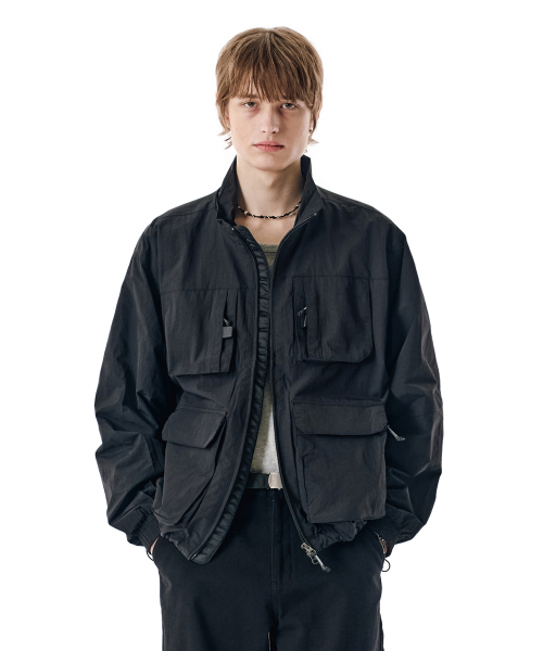 세컨모놀로그(secondmonolgue) Nylon Wind Field Jacket [BLACK]_COOSJP026BLACK