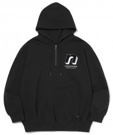 N 1/4Zip Hooded Sweatshirt Black
