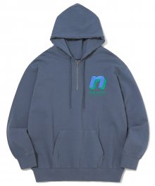 N 1/4Zip Hooded Sweatshirt Dark Bluegrey