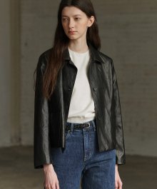 Leather Short Jacket (black)