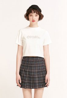 HEART CLOTTY GLITTER CROP T-SHIRT WHITE(CY2AMFT505A)