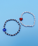봉보(BONBEAU) Heart point cute beads Bracelet 블루 레드 하트 비즈팔찌