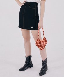 Contrast Triple Stitch Skirt [BLACK]