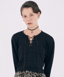 Lace-Up Cropped Top [BLACK]