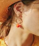 위트홀리데이(WIT-HOLIDAY) vivid marble hoop earring (gold-orange)