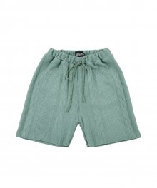 Cable Stitch Knit Shorts [Blue Green]