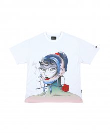 [Double Lovers X AJOBYAJO] Perfect Blue Face T-Shirt [White]