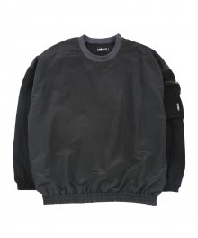 Oversized Bomber Nylon Sweatshirt [Charcoal]