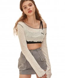 See through crop long sleeves_WH