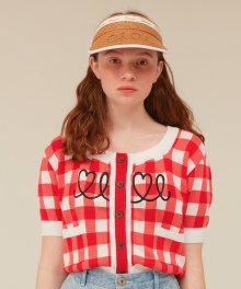 HEART LOGO KNIT CARDIGAN_red check