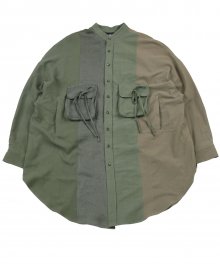 Oversized Linen Mixed Long Jacket [khaki]