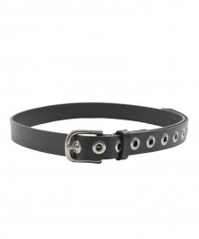 EYELET LEATHER BELT black