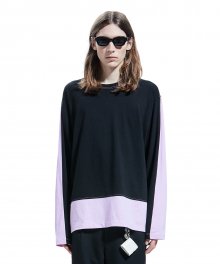 COLOR BLOCK LONG SLEEVE TEE black/pink