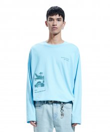 KOKO MARINA GRAPHIC LONG SLEEVE TEE sky blue